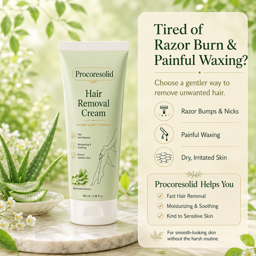 Procoresolid™Natural Gentle Hair Removal Cream | For Women & Men, Sensitive Skin
