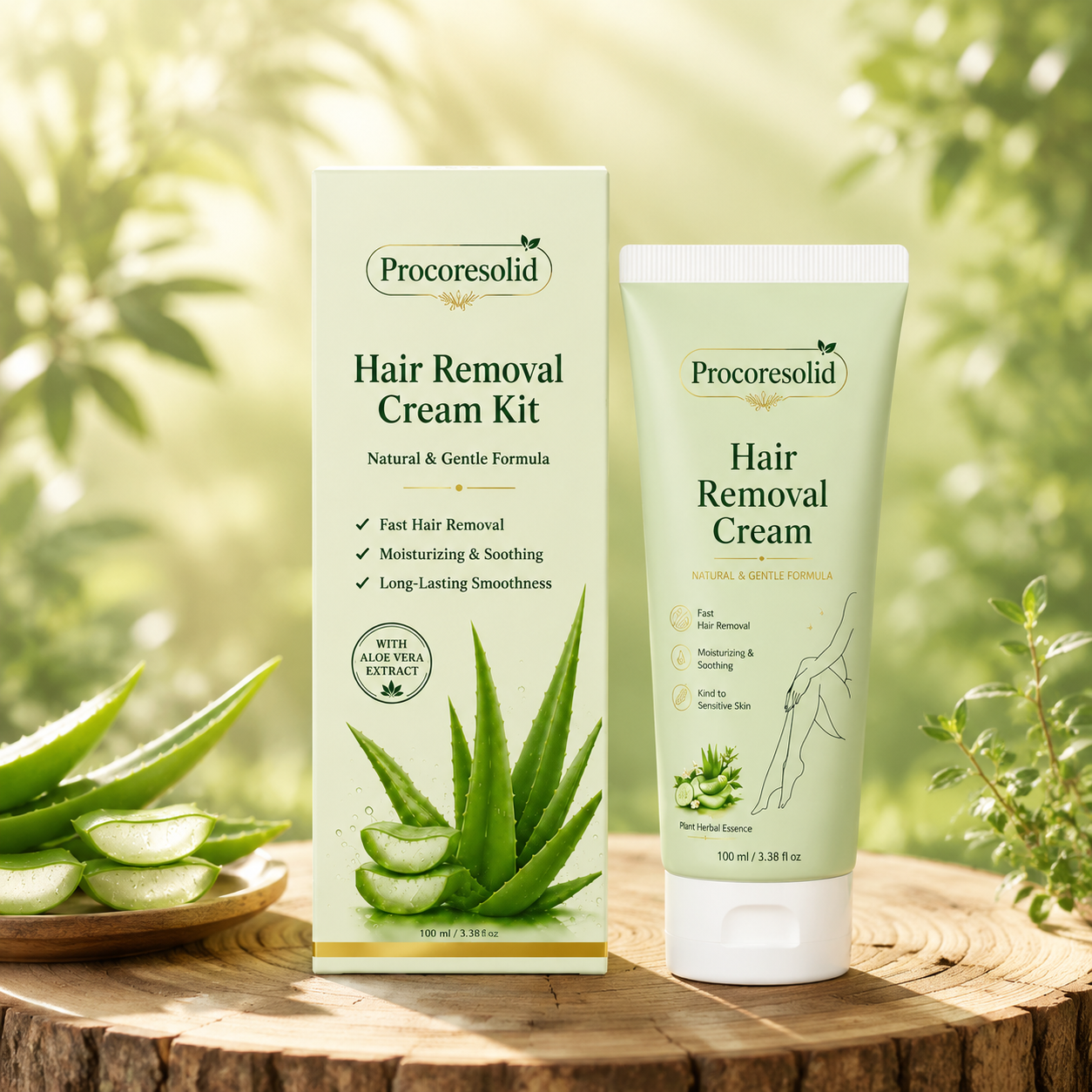 Procoresolid™Natural Gentle Hair Removal Cream | For Women & Men, Sensitive Skin